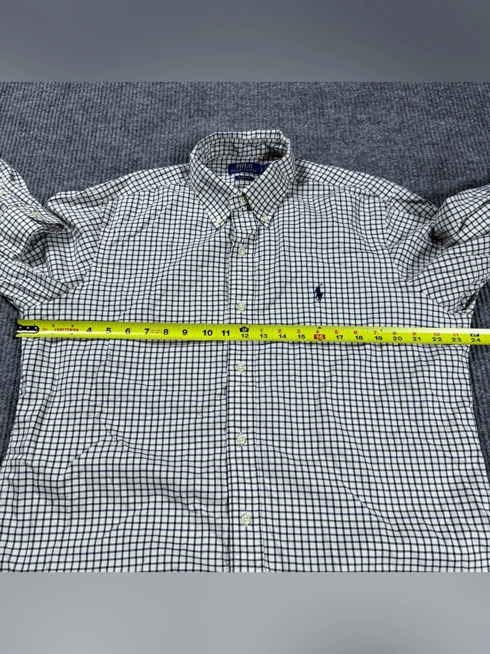 Polo Ralph Lauren Shirt Men’s L Classic Fit Button Down Cotton Plaid Tattersall